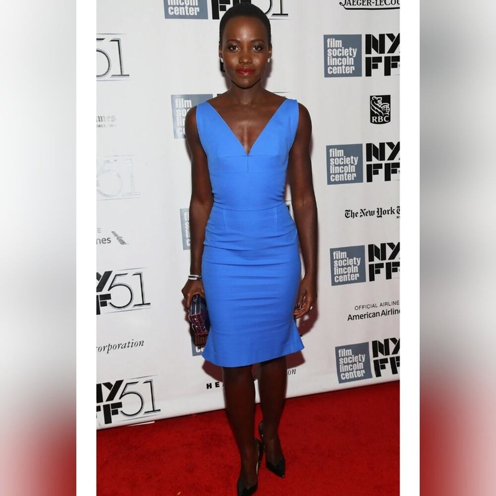 Roland Mouret Cobalt Jasper V-Neck Fluted Cocktail Dress (US 4/IT 40)